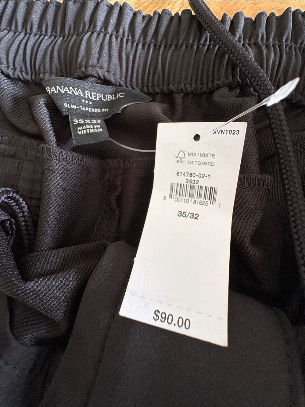 NWT Banana Republic Pants Mens 35x32 Black Slim Tapered Stretch Jogger Chino⁠